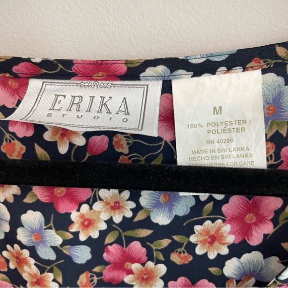 90s/Y2K Vintage ERIKA Ditsy Floral Sleeveless Slip Shift Dress - Size M - Picture 3 of 8